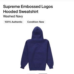 Supreme Hoodie Embossed logo Navy Blue